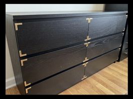 Ikea Malm Chest of 6 Drawers - Black Brown -160x78 cm