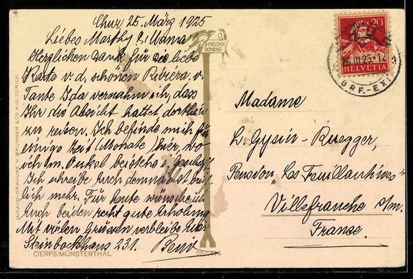 Cartoline postali: Cierfs /Münsterthal, Strassenpartie mit – Usato da Berlin venduto da bartko-reher 1
