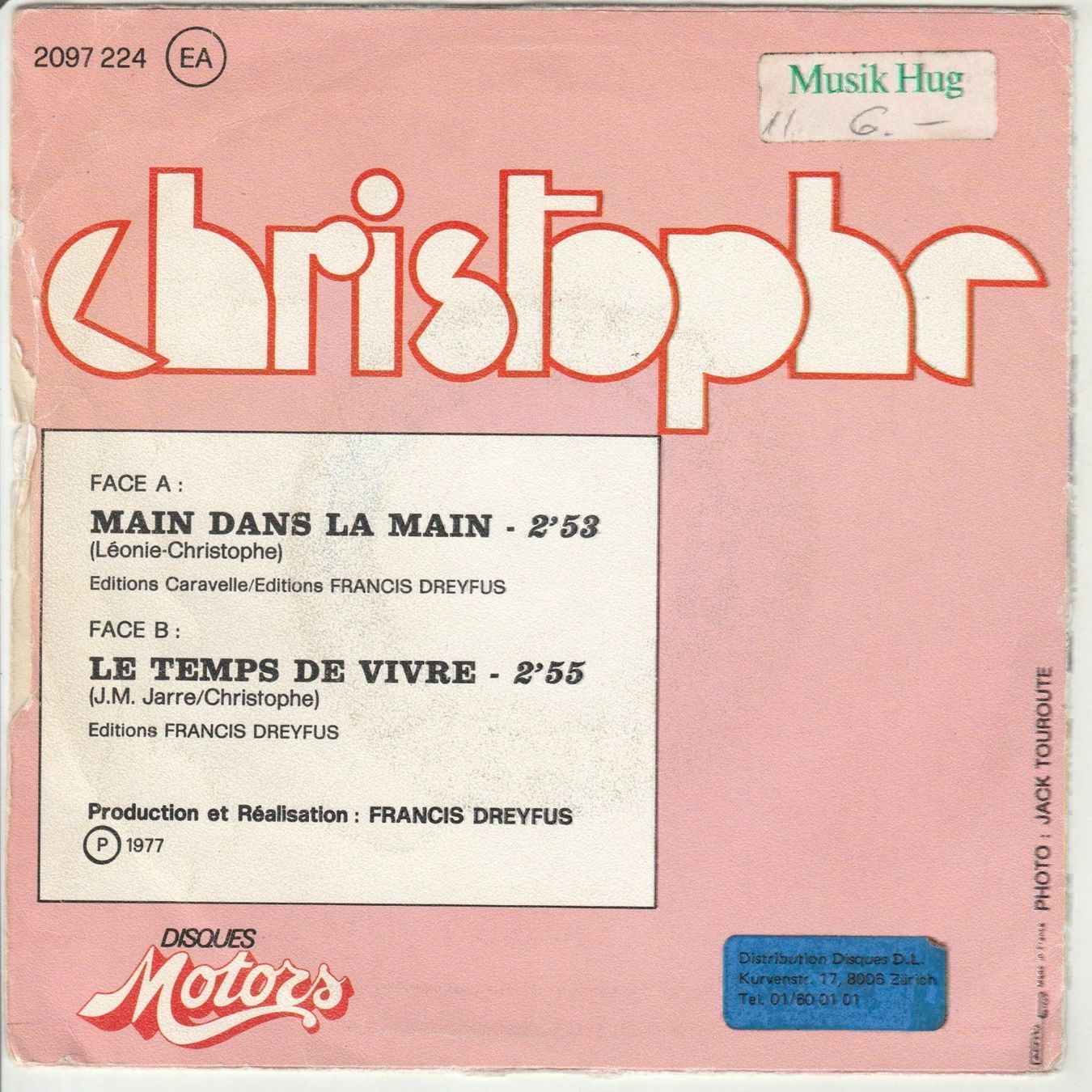 Dischi in vinile: Christophe - Main dans la main 7" Vinyl 1977 – Usato da Tübach venduto da JamesStone 1