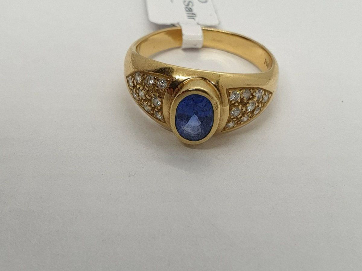 Anelli: Echt 18K Gold - Diamant, Saphir Ring – Usato da Luzern venduto da Luzern-Goldhaus 4