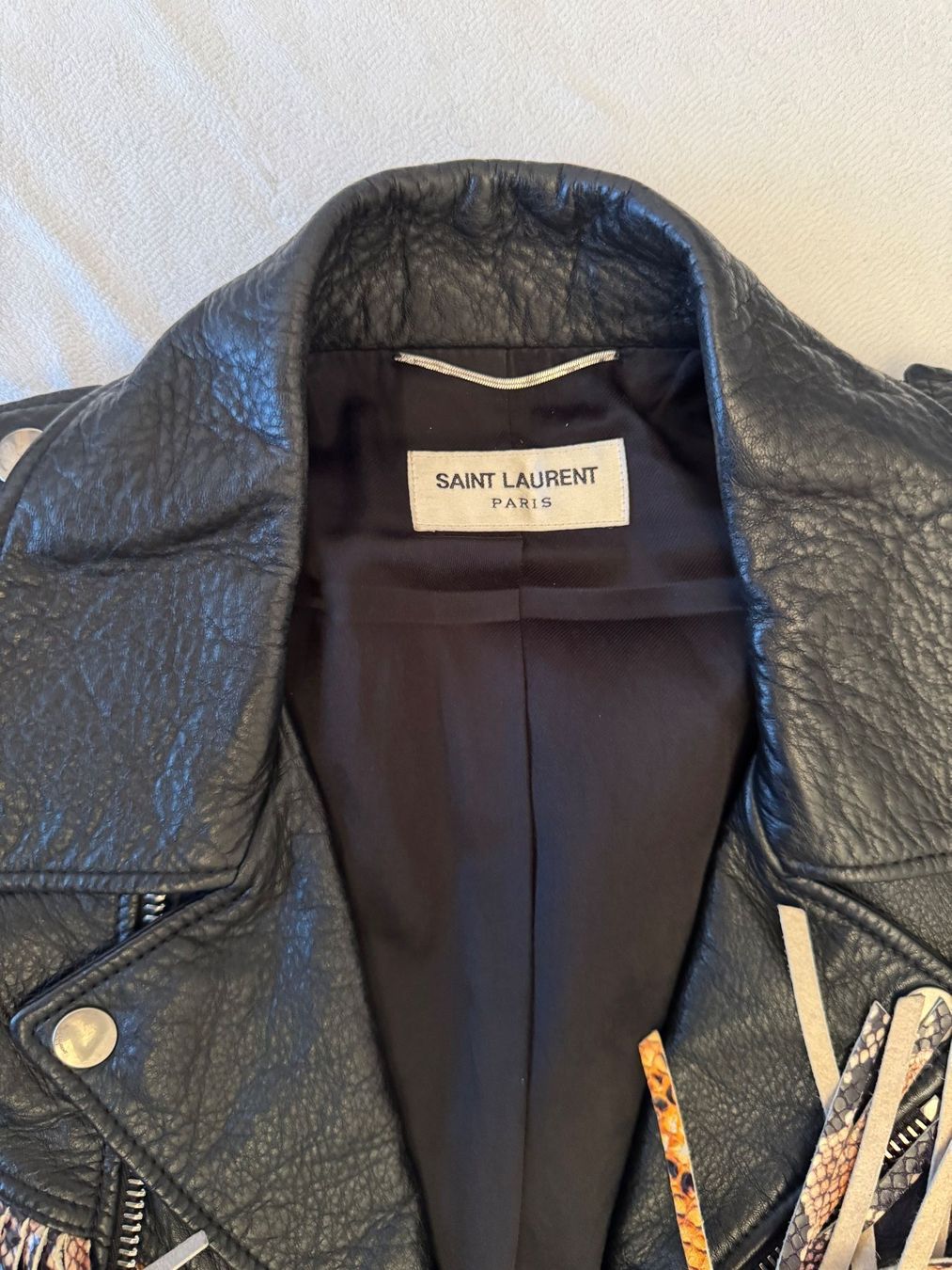 Saint Laurent Giacche: Saint Laurent SS16 Fringed Python Leather Jacket Surf Sound – Usato da Zürich venduto da dodichnobli 6