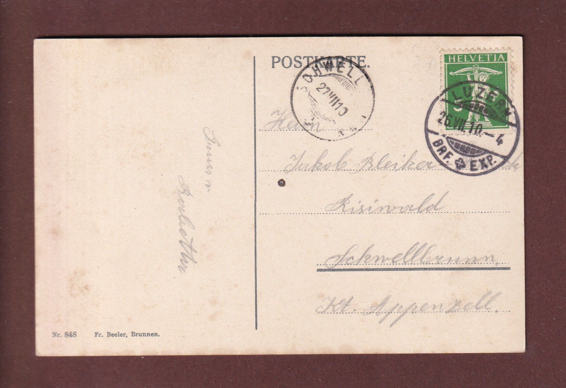 Cartoline postali: TELLSPLATTE - Schiff - 1910 – Usato da Pully venduto da nicecards 1