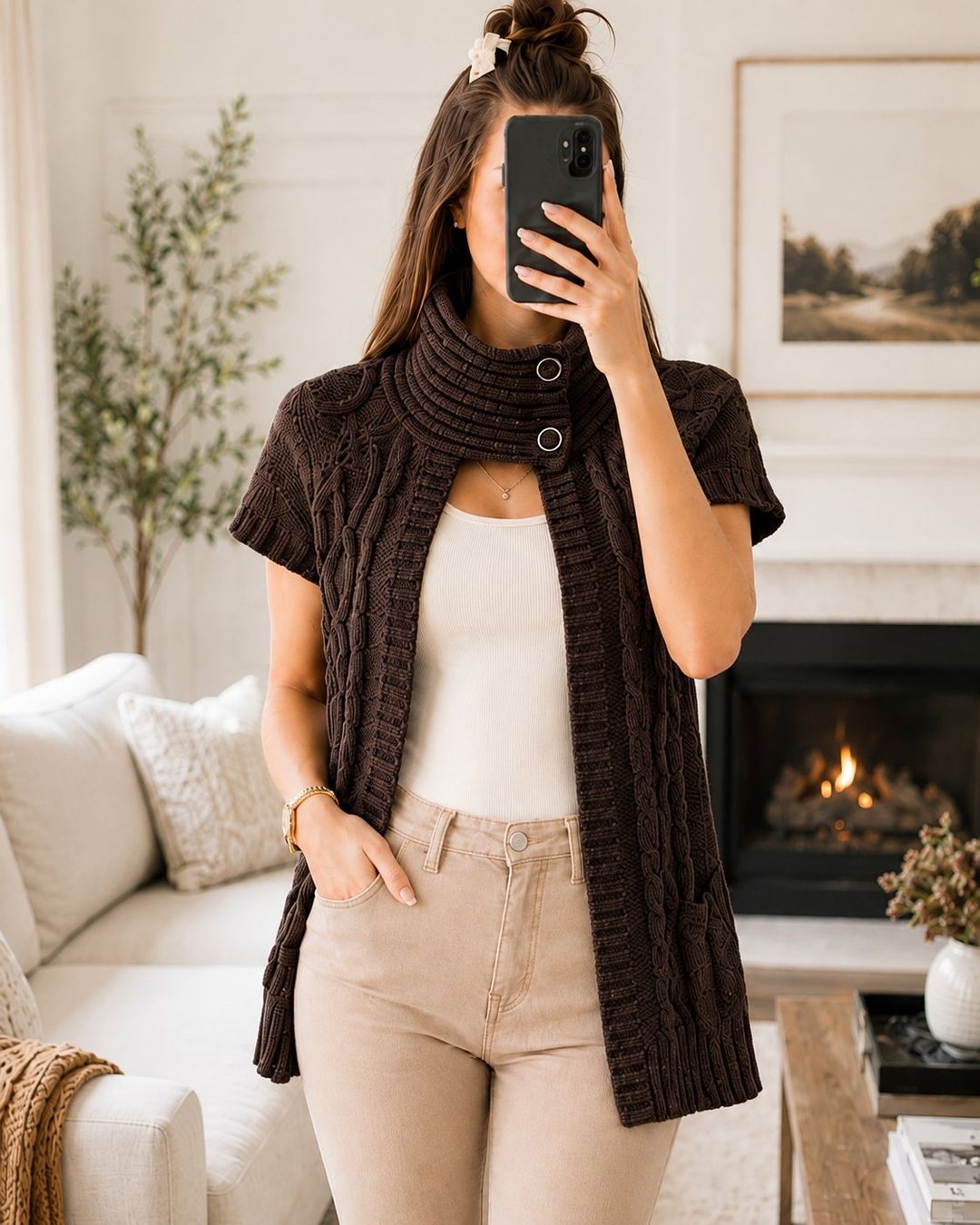 Gilet & Giacche senza maniche: Braune Strickweste Damen Herbst Winter – Nuovo (secondo la descrizione) da Fully venduto da VaneaSelection