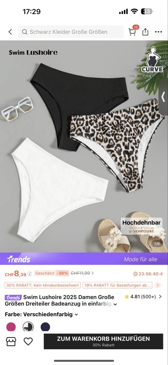 Shein Maillots de bain & Bikinis: Damen Badehose Set, Grösse 2 XL – Neuf (Voir description) à Zürich par gryffindor_aurorin