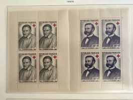 Timbres France 1958 Croix Rouge Lot 8 timbres MNH