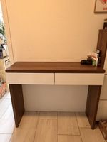 Console Table / Desk with 2 Drawers – Wood & White