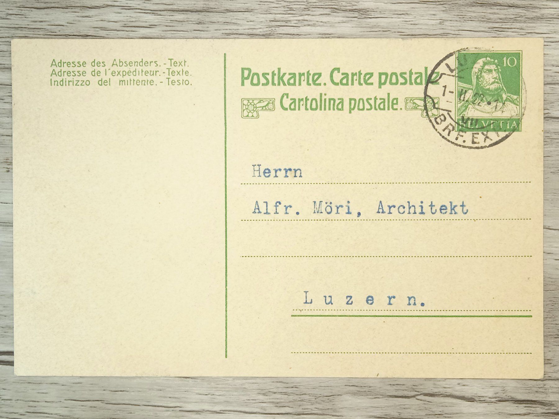 Tutti i francobolli: TR65 Carte Postale + Timbre Suisse 1922 – Usato da Cousset venduto da Patrick_Collections