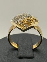 Bague en or jaune et blanc sertie de diamants – Taille 56