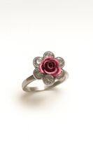Bague fantaisie rose fleur ajustable