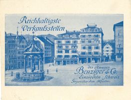 Einsiedeln um 1900 Hauptplatz m. Benziger-Gebäuden Couvert