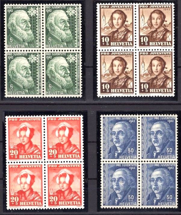 Tutti i francobolli: 1942  Pro Juventute Viererblock Satz ** – Nuovo (secondo la descrizione) da Liestal venduto da Skunk02