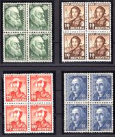 1942  Pro Juventute Viererblock Satz **