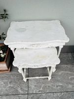 Beistelltische Set Holz weiss mit Schnitzerei gebraucht