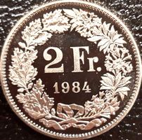 2 Franken Schweiz 1984 pp / aus Münzsatz/in einer Münzkapsel