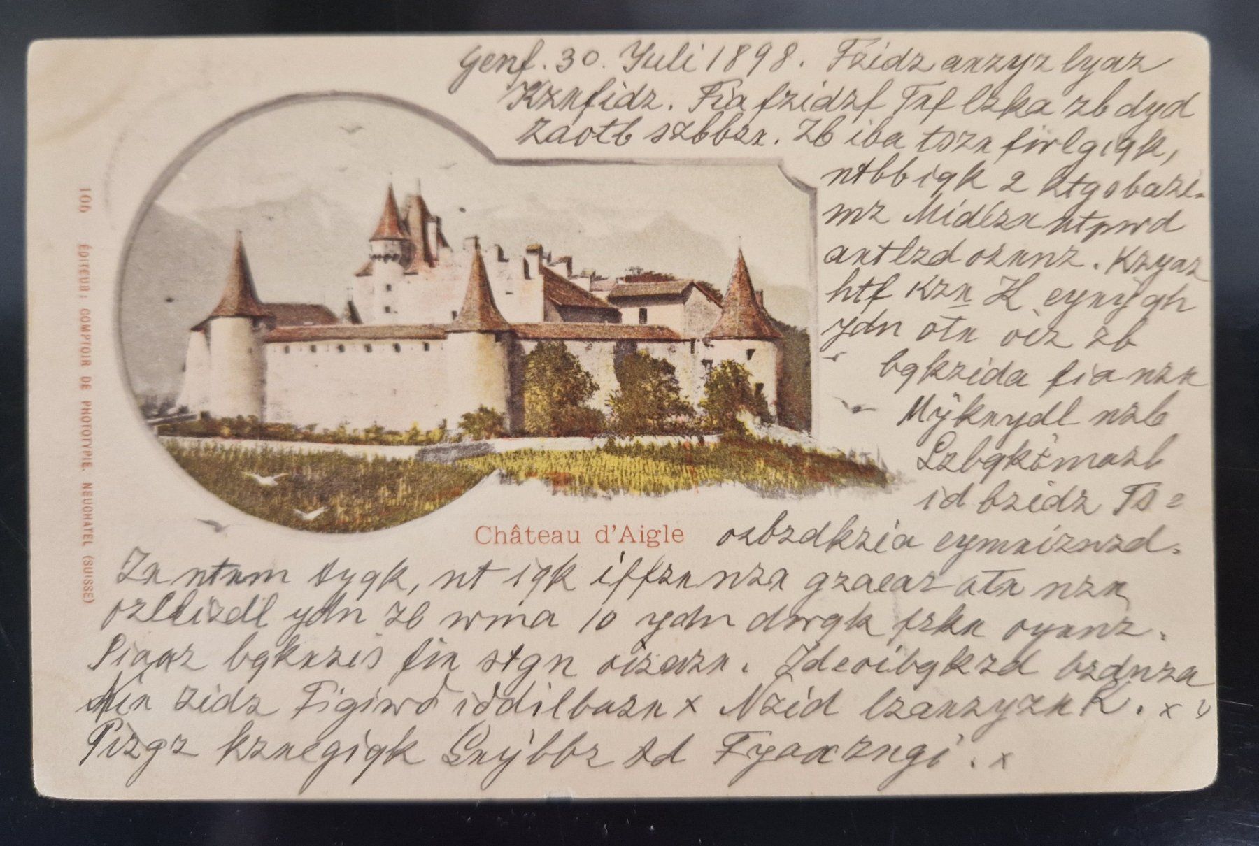 Cartoline postali: Lithokarte Château d'Aigle 1898 – Usato da Melchnau venduto da Arthurius