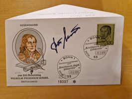 Kurt Masur, Original Autogramm auf Gedenkmarke