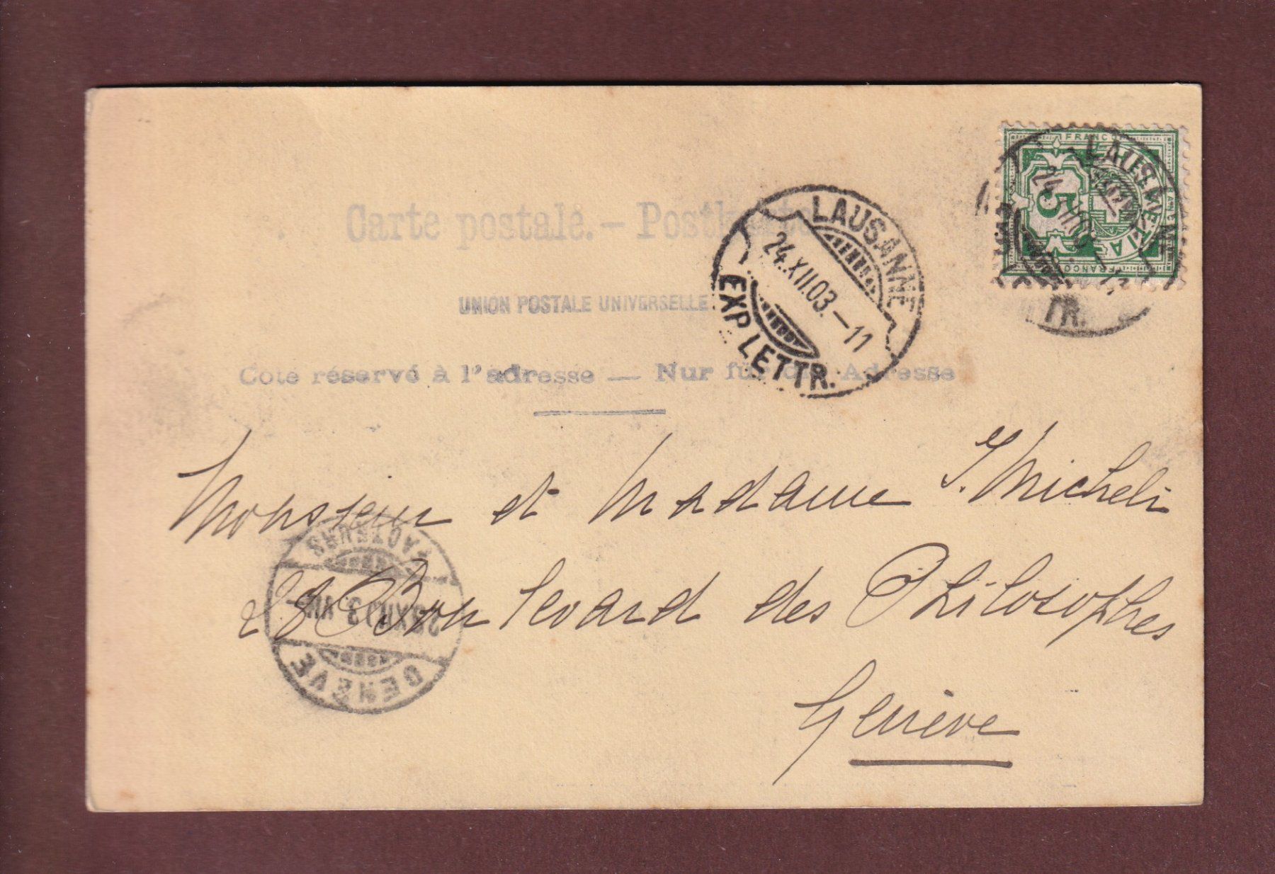 Ansichtskarten: BARQUE DU LEMAN - 1903 – Gebraucht aus Pully von nicecards-shop 1