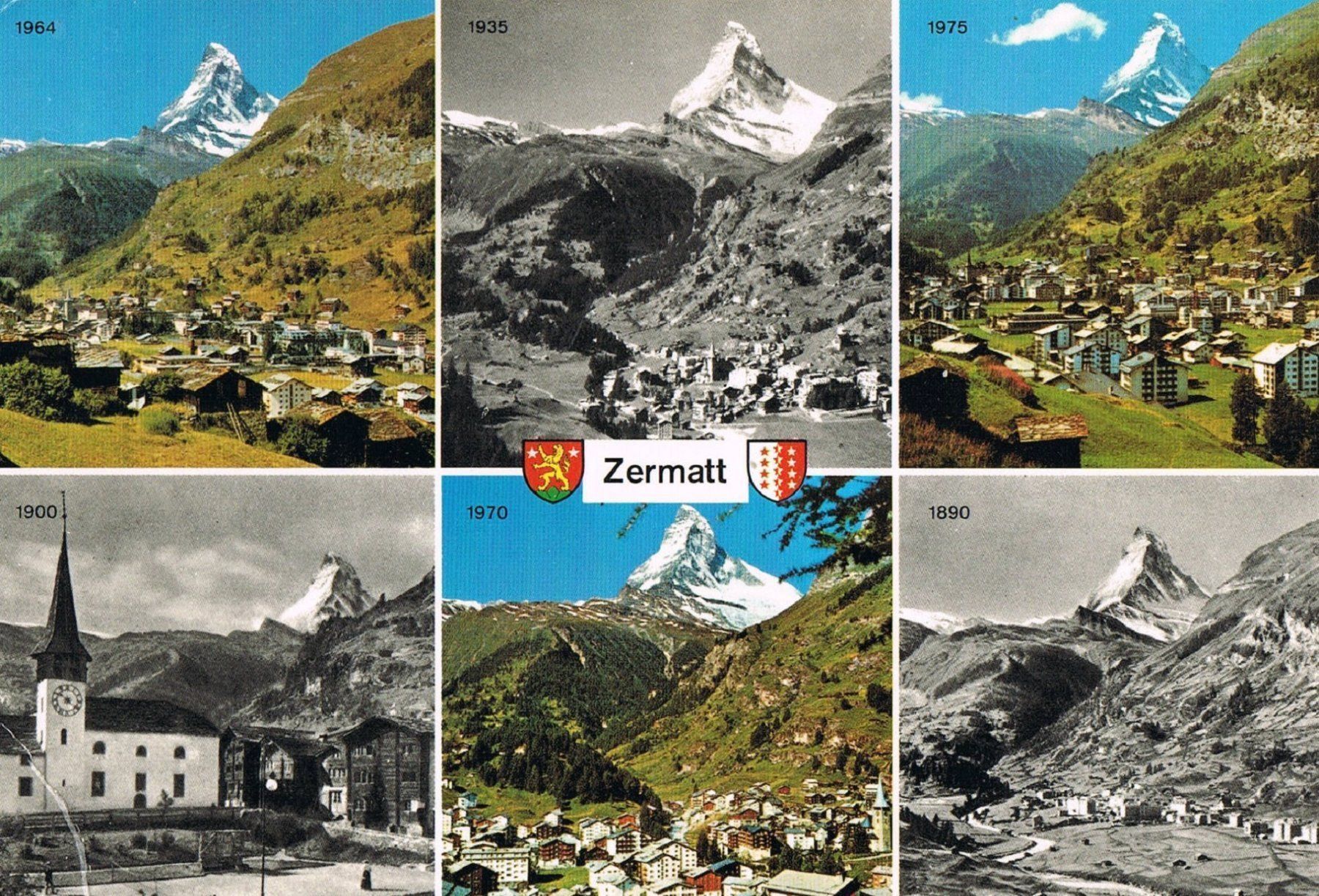 Cartoline postali: Zermatt, Entwicklung im Laufe der Zeit – Usato da Buchs AG venduto da Baerfisch