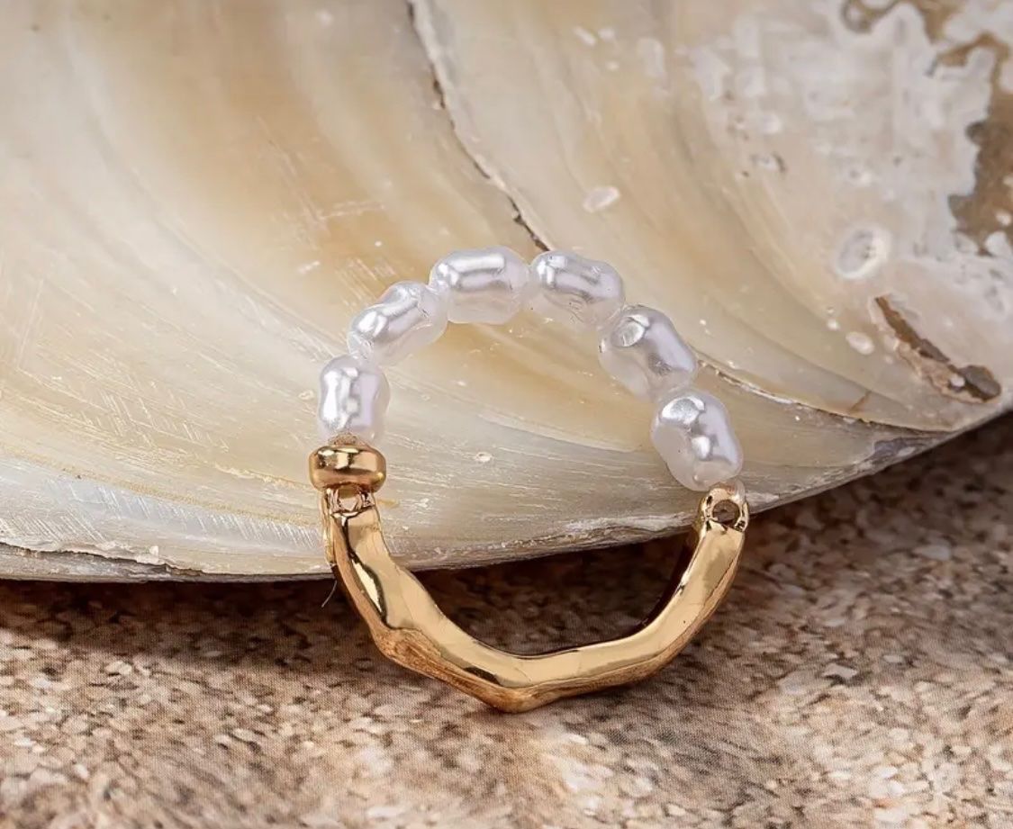 Ringe: unregelmässiger Imitation-Perl-Ring, elastisches Band, 2cm – Neu und originalverpackt aus Winkel von ferrari2022 2