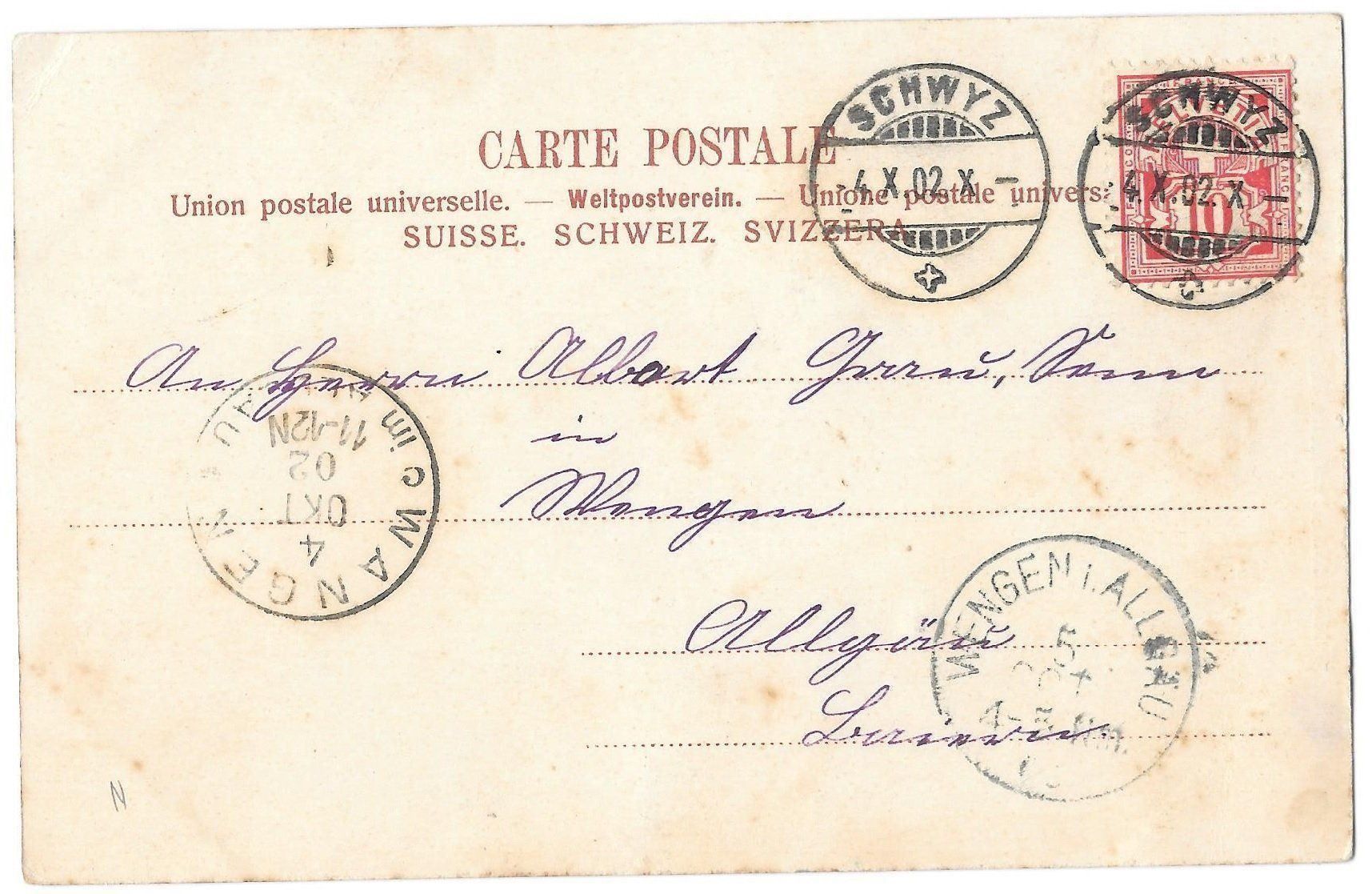 Cartoline postali: Rickenbach bei Schwyz Dorfansicht – Usato da Olten venduto da clotaldi 1