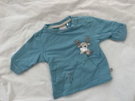 Baby Pullover blau mit Rentier Grösse 56