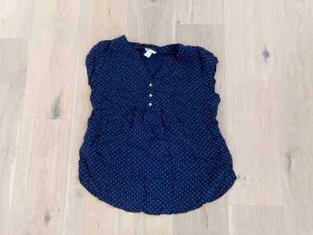 Umstands Kurzarm Bluse Gr. L, blau mit weissen Pünktchen
