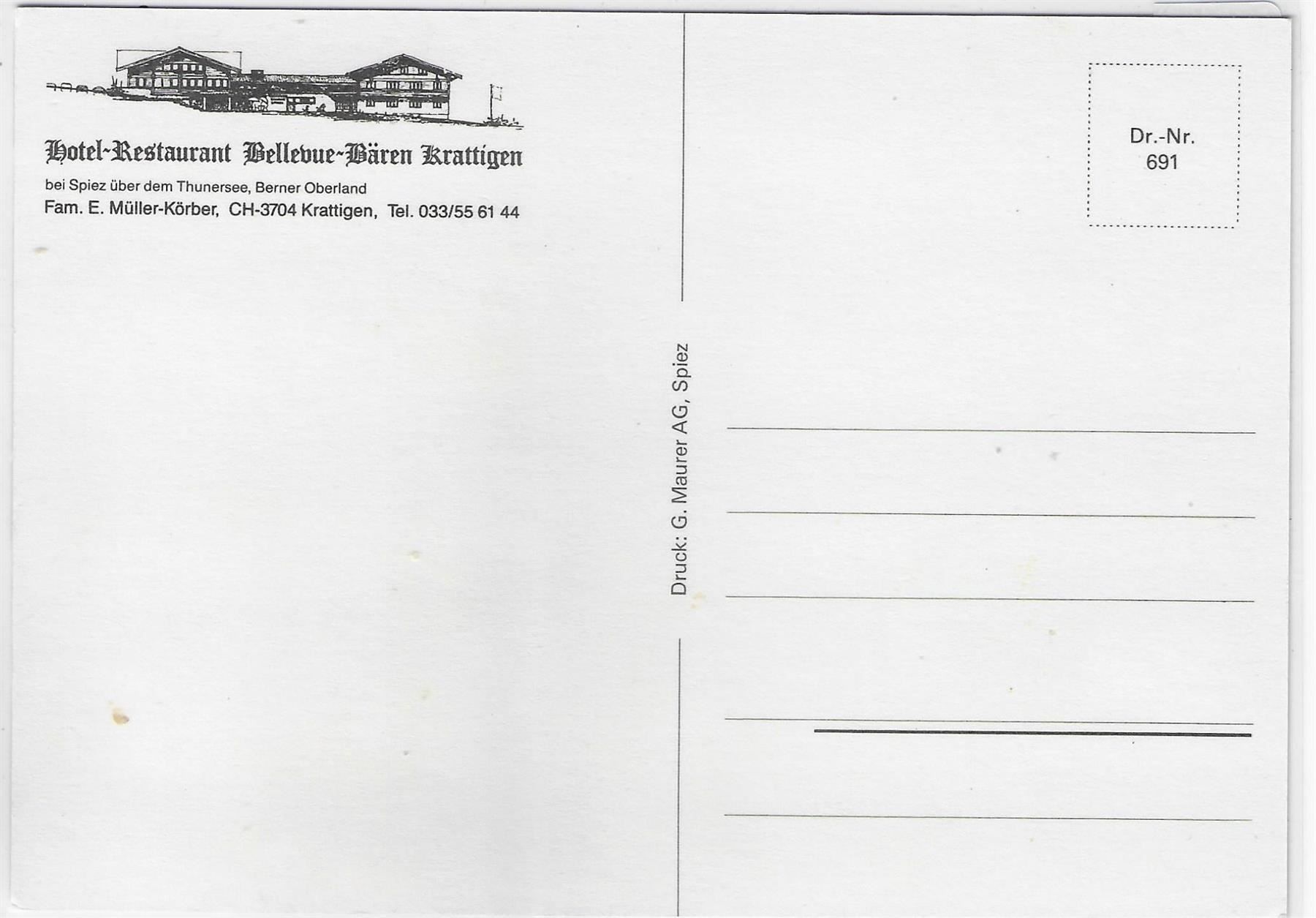 Cartoline postali: Hotel-Restaurant Bellevue-Bären – Antico da Ettingen venduto da Kartenplanet 1