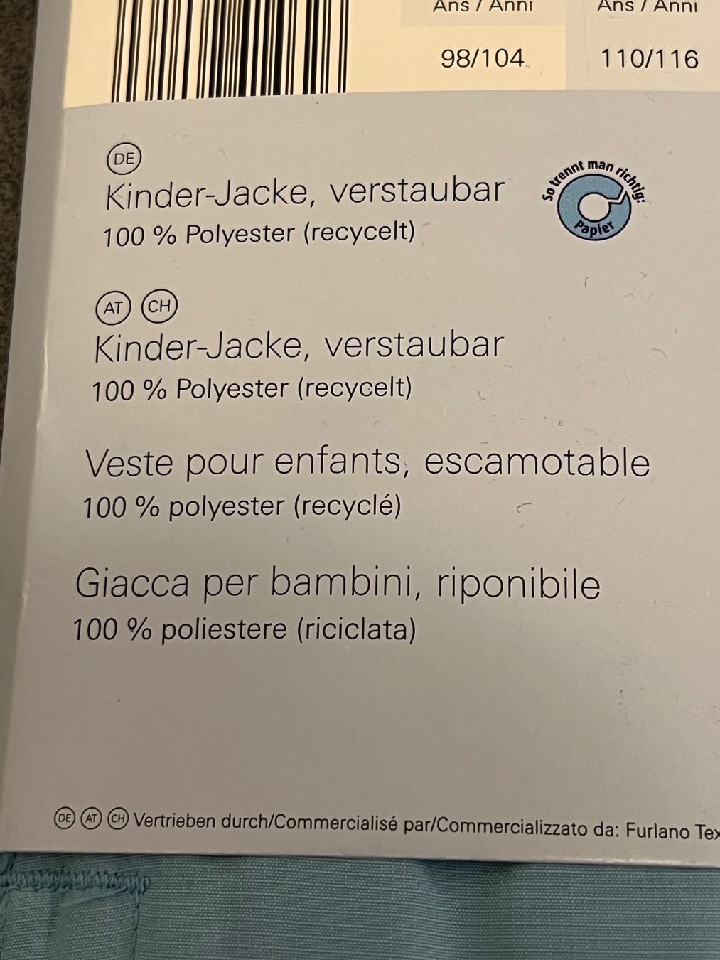 Giacche & Cappotti: Kinder Jacke, Junge, 110-116, neu – Nuovo e nell'imballaggio originale da Wilen b. Wil venduto da carpediem25 3