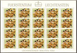 Kleinbogen    LI Trachten  1980      postfrisch