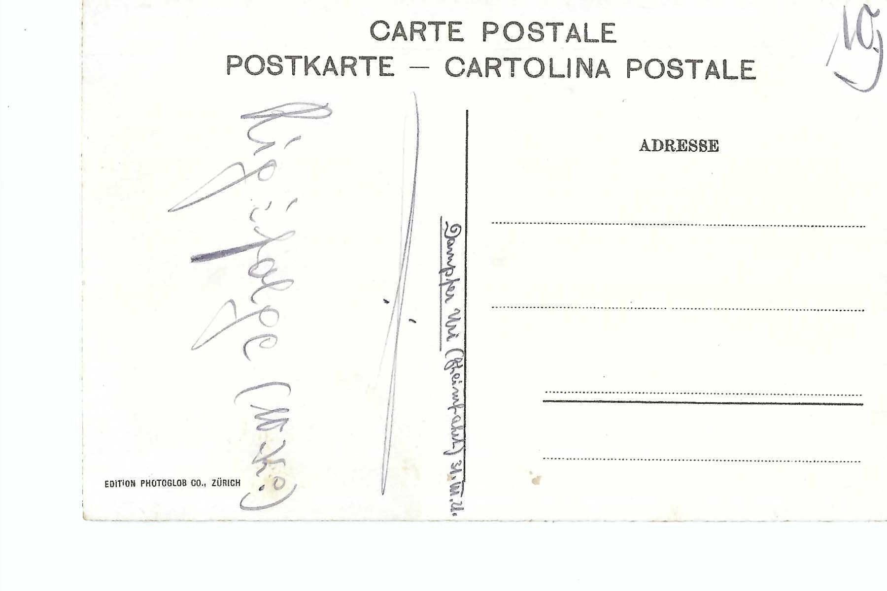 Cartoline postali: Vierwaldstättersee Dampfschiff Dampfer "Uri" 1928 – Usato da Thun venduto da 44wart 1
