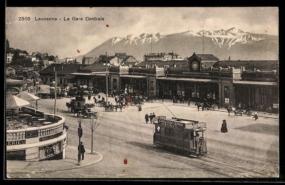Cartoline postali: Lausanne, la Gare Centrale, Strassenbahn – Usato da Berlin venduto da bartko-reher