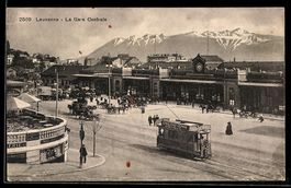 Lausanne, la Gare Centrale, Strassenbahn