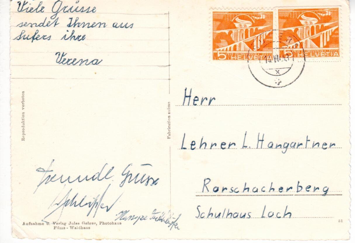 Cartoline postali: Hotel Hinterrhein bei Sufers ( Eckbug u.r.) – Usato da Wolhusen venduto da Curver9 1