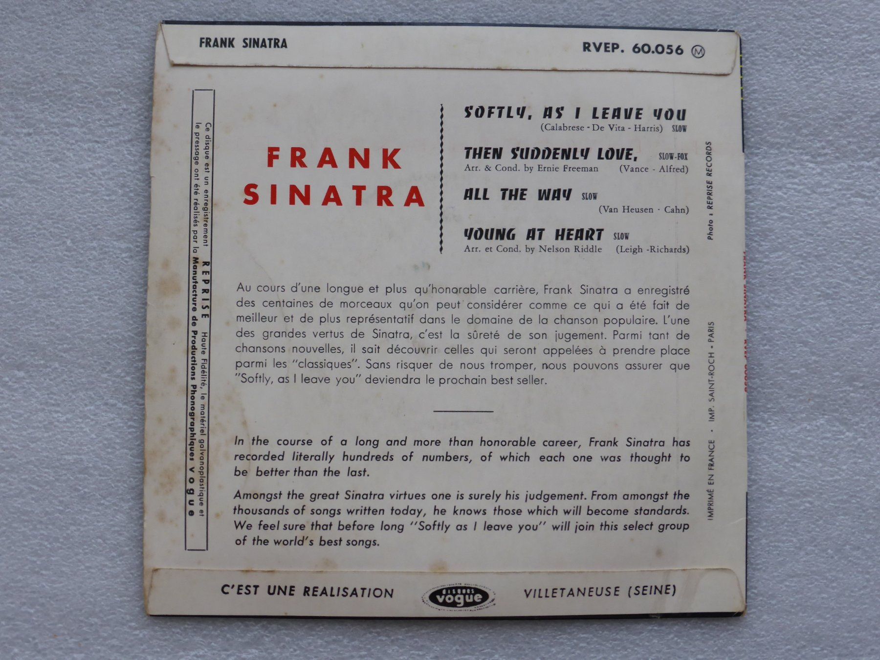 Dischi in vinile: Vinyl Single   EP FRANK SINATRA – Usato da Küssnacht am Rigi venduto da Mondkinder 3