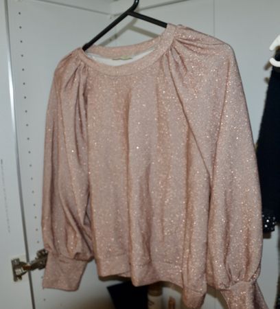 Pull rose à paillettes avec manches bouffantes, Marque H20