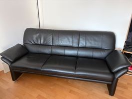 Ledersofa schwarz - 3er
