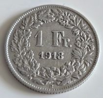 1 Fr. Münze 1913 Helvetia Silber guter Zustand
