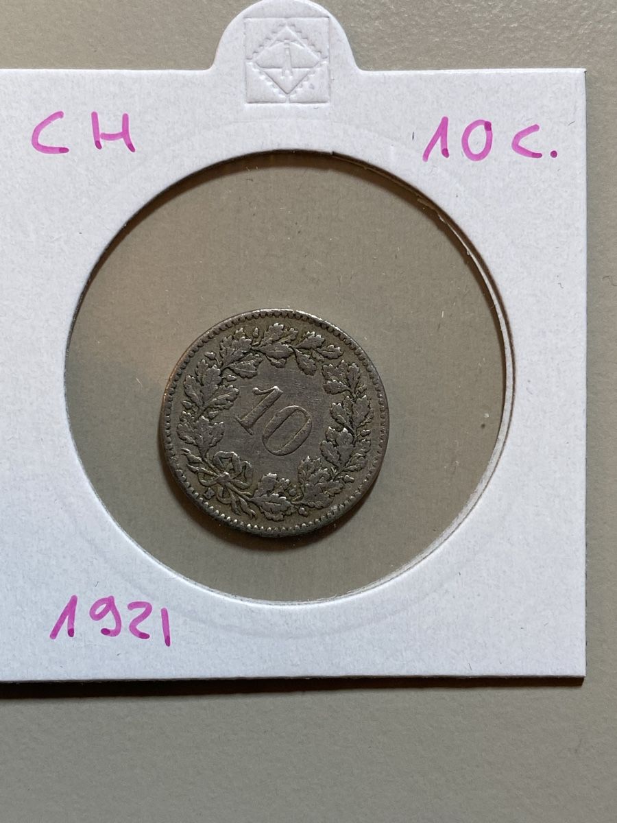 Toutes les monnaies: Suisse - 10 centimes - 1921 – D'occasion à Payerne par Mike1682