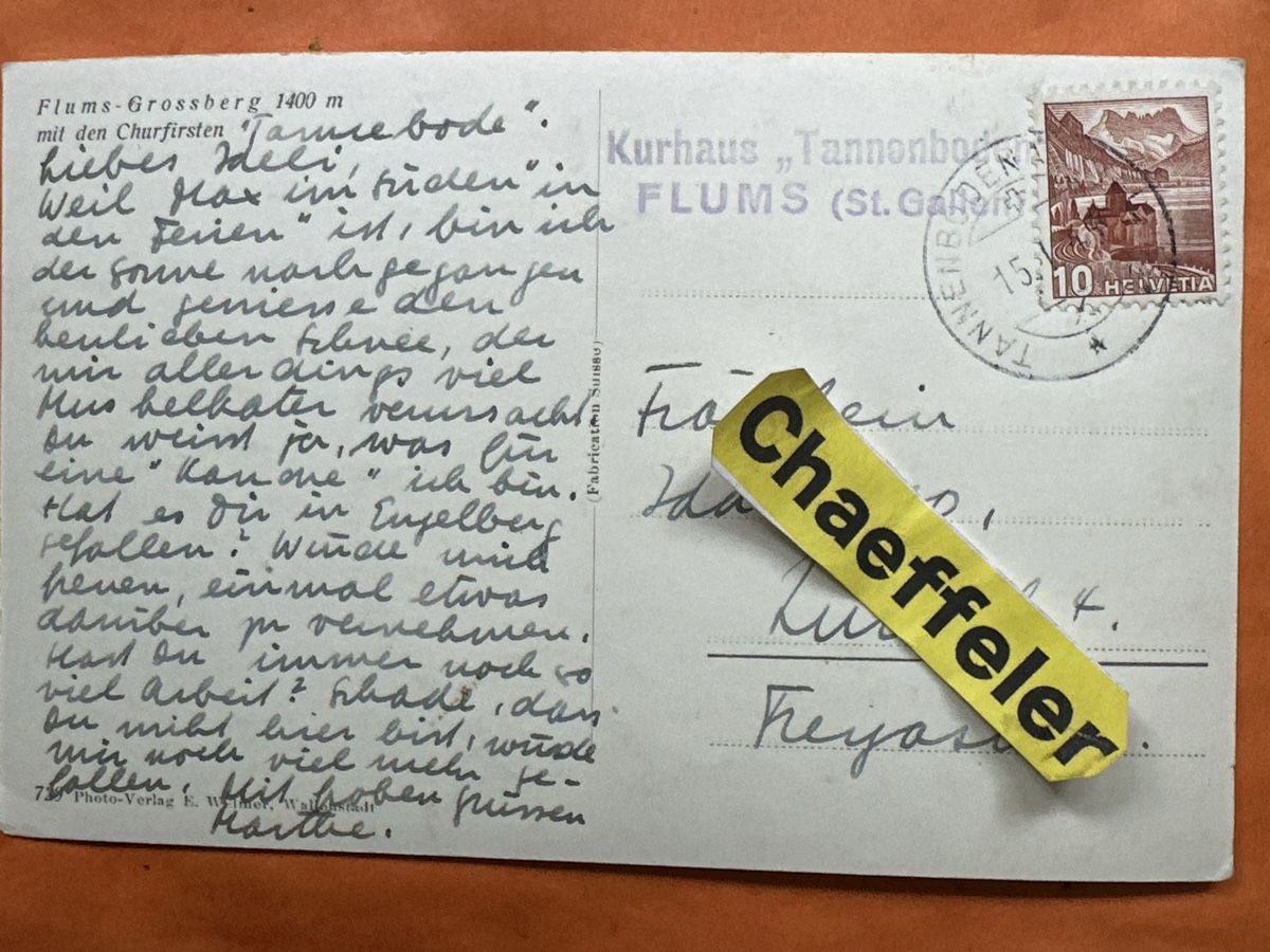 Cartoline postali: Alte Ansichtskarte Flums-Grossberg mit den Churfirsten – Usato da Zürich venduto da Chaeffeler 1