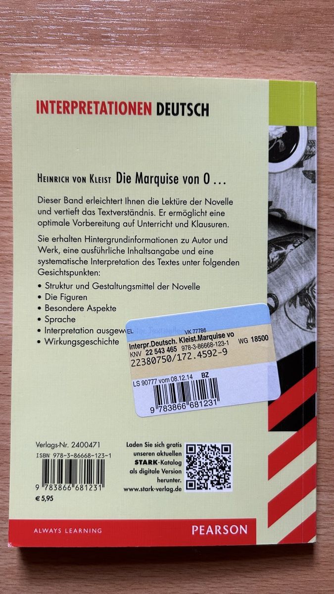 Libri: Interpretationshilfe "Die Marquise von O" – Nuovo (secondo la descrizione) da Reigoldswil venduto da har_yz6k 1