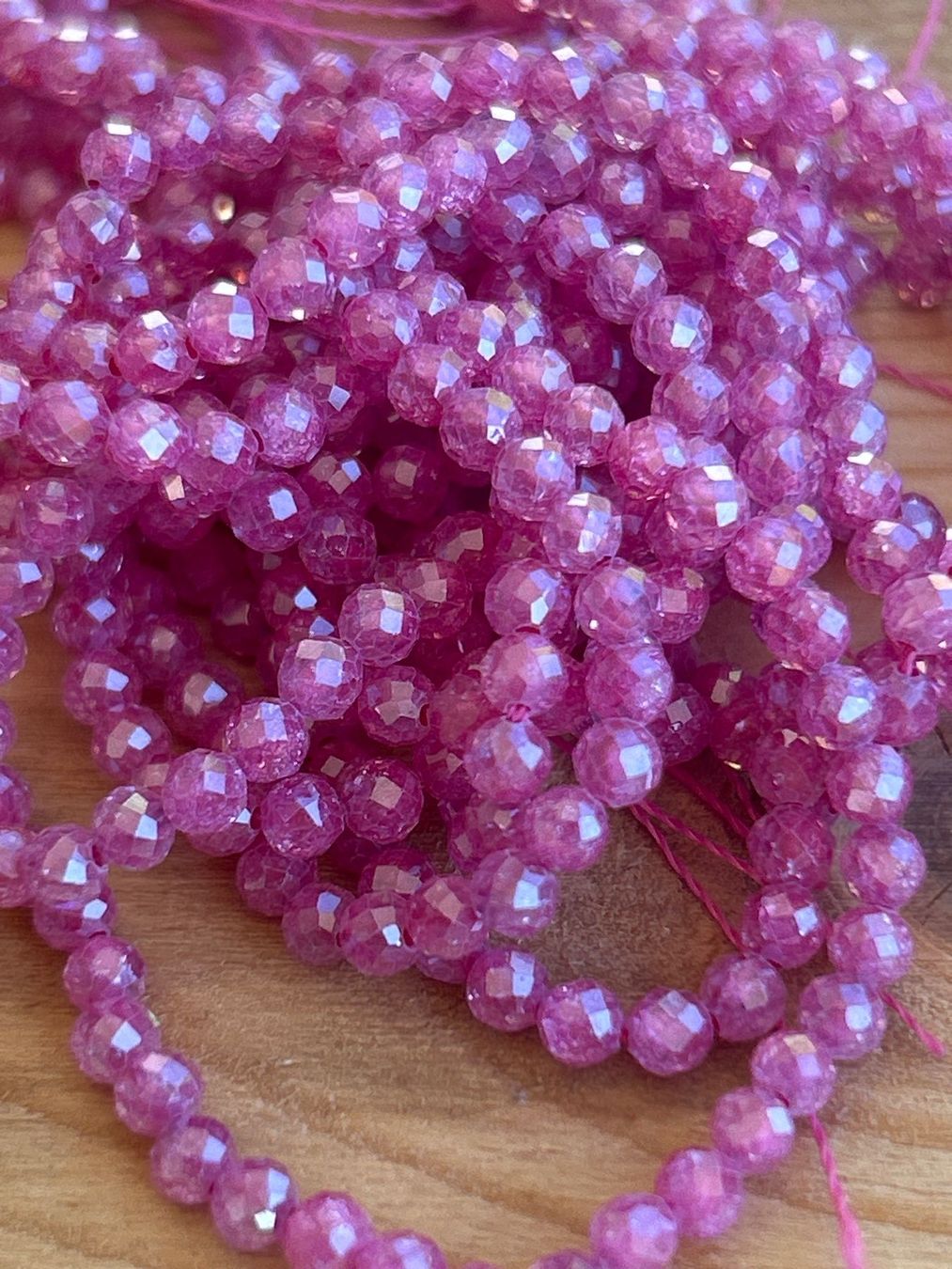 Mineralien & Heilsteine: Strang facettierte Zirkonia ruby 3 mm – Neu (gemäss Beschreibung) aus Niederrohrdorf von Ytobi