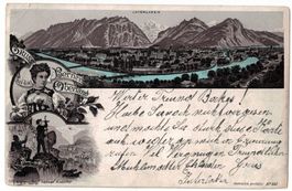 Interlaken, Gruss aus dem Berner Oberland, Litho, gel. 1898