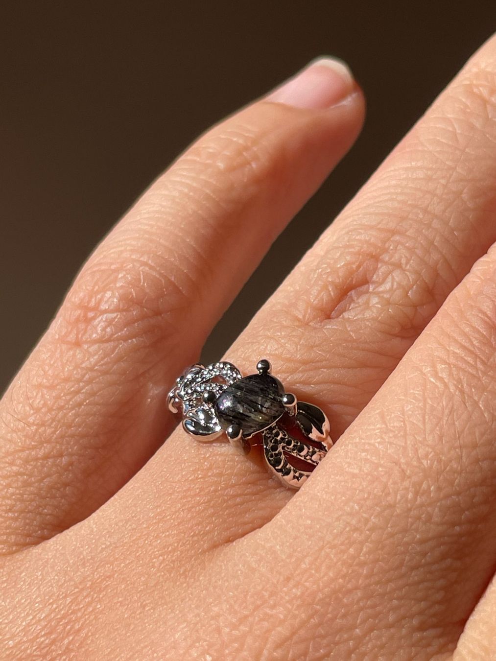 Anelli: 100 % echter schwarzer Rutilquarz-Ring – Edelsteinring. – Nuovo e nell'imballaggio originale da Schiers venduto da sisikristall 3