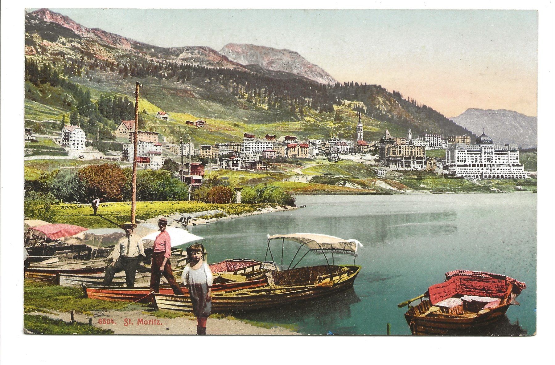 Cartoline postali: St. Moritz (GR) Engadin - St. Moritzersee - Ruderboote  1907 – Usato da Engelburg venduto da Cartophil