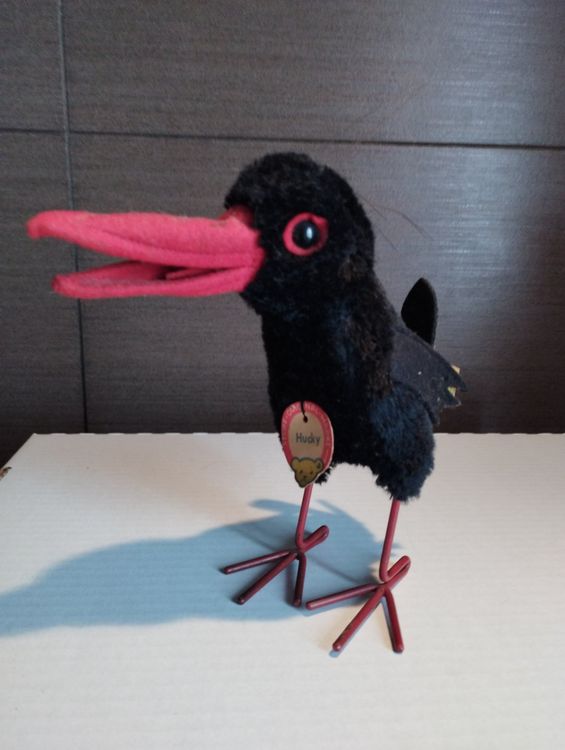 Peluche Oiseau Steiff - Hucky Rabe6 Hucky Le Corbeau 1960/1964 - Collection