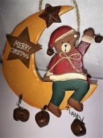 Christbaumanhänger Mond mit Bär aus Holz