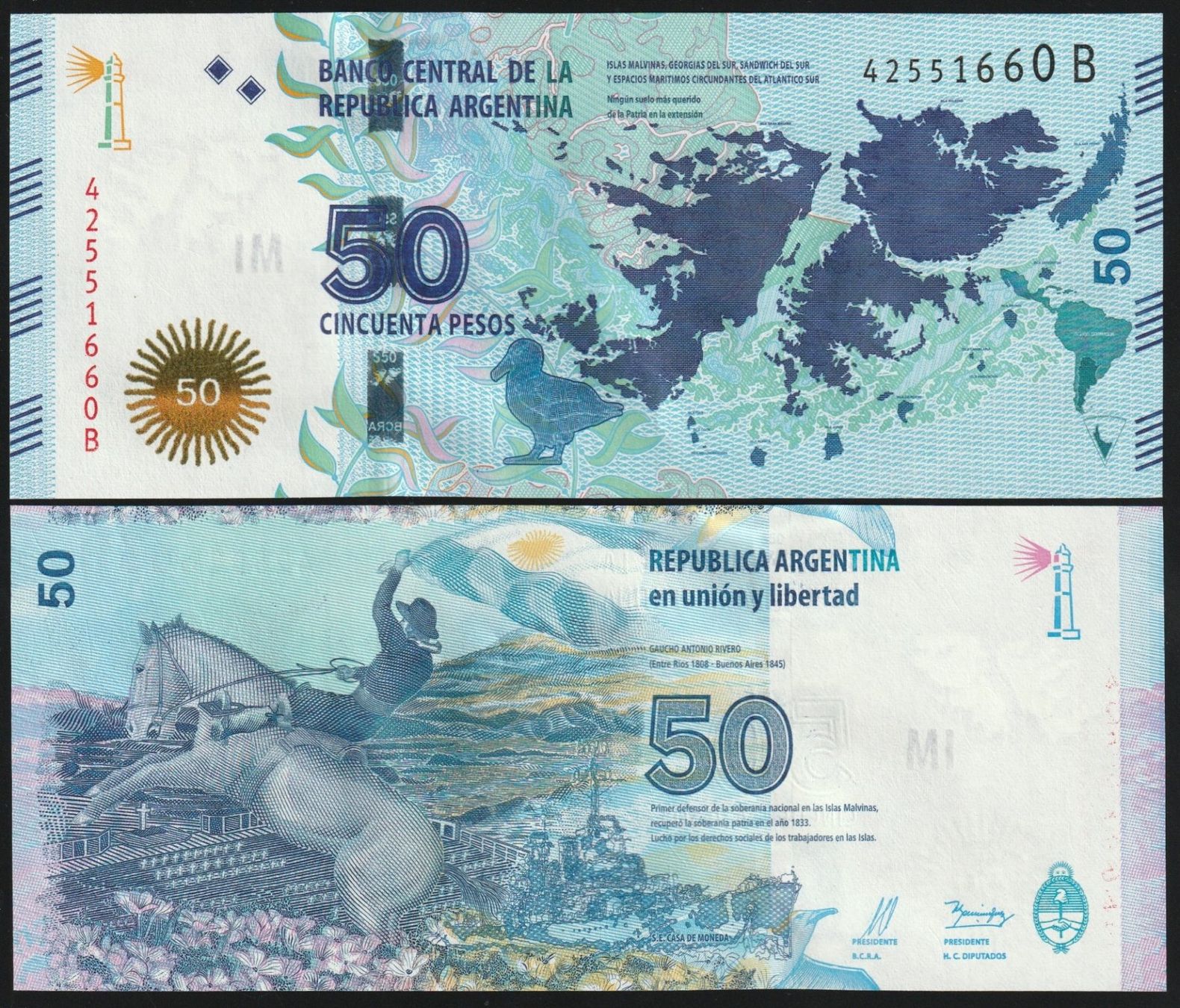 Billets de banque: Argentinien 50 Pesos UNC 2015 – Neuf (Voir description) à Naters par Radman