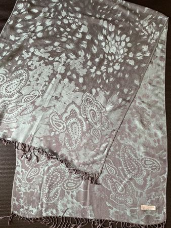 Étole cachemire motif Paisley beige-gris, neuf