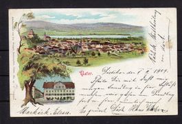 Gruss aus Uster ZH, 1904, mit 17mm RISS, ʘ Dietikon + Glarus