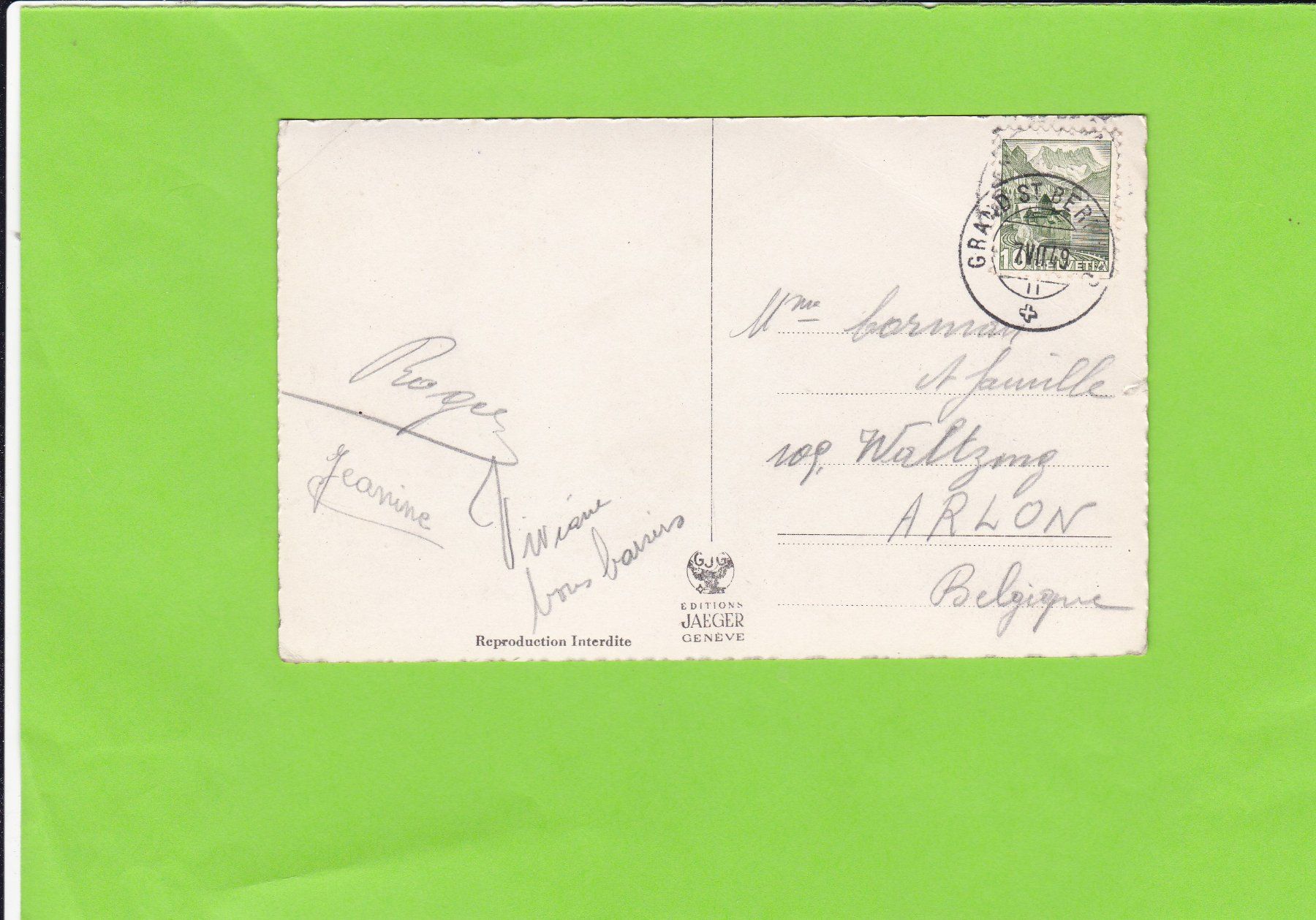 Cartoline postali: Chien et Hospice Gr. St. Bernard – Usato da St. Peterzell venduto da neckertal 1